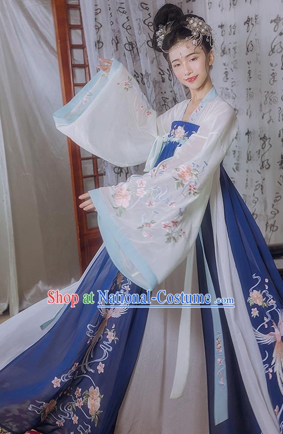 Chinese Traditional Embroidered Hanfu Dress Ancient Court Lady Garment Tang Dynasty Imperial Consort Historical Costumes for Women