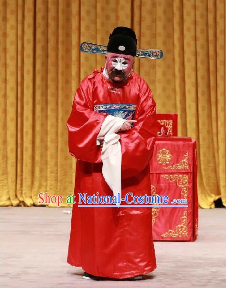 Da Mian Gang Chinese Peking Opera Official Apparels Costumes and Headpieces Beijing Opera Clown Garment Magistrate Clothing