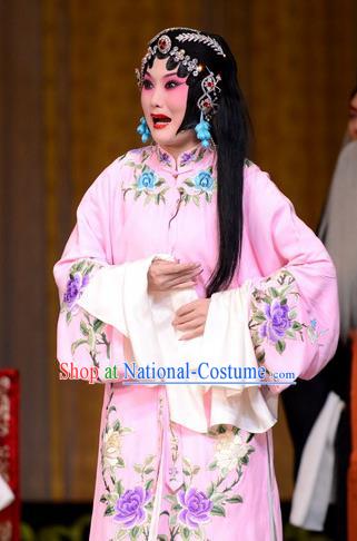 Chinese Beijing Opera Diva Jin Yunu Garment Costumes and Hair Accessories Traditional Peking Opera Hua Tan Dress Actress Pink Apparels