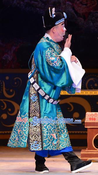 Yu Zhou Feng Chinese Ping Opera Chou Role Garment Costumes and Headwear Pingju Opera Official Apparels Clothing