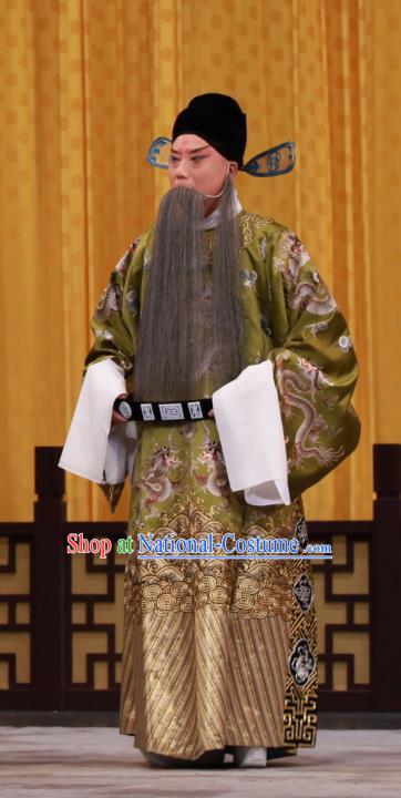 Tai Bai Drunk Chinese Peking Opera Laosheng Apparels Costumes and Headpieces Beijing Opera Elderly Male Garment Official He Zhizhang Clothing