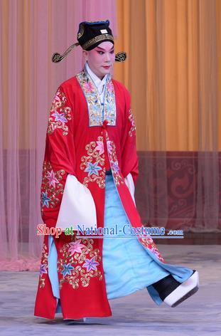 The Jade Hairpin Chinese Peking Opera Bridegroom Apparels Costumes and Headpieces Beijing Opera Xiaosheng Garment Scholar Zhao Qixian Clothing