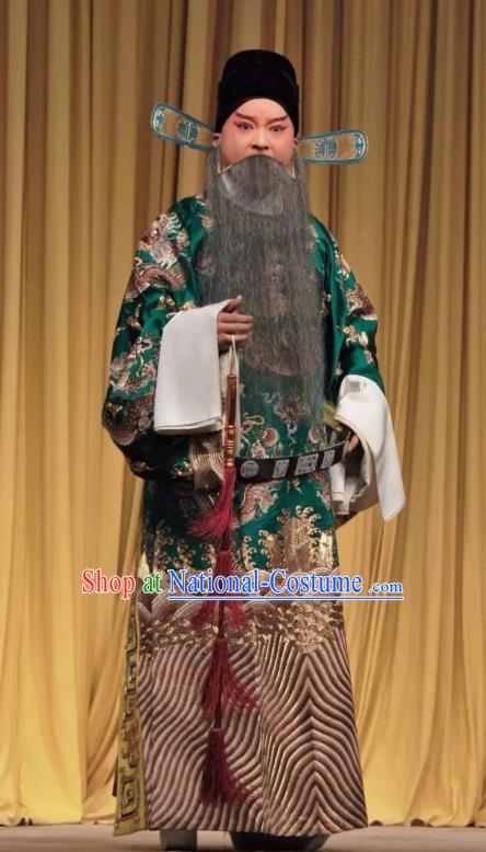 The Jade Hairpin Chinese Peking Opera Elderly Male Apparels Costumes and Headpieces Beijing Opera Laosheng Garment Official Zhang Ruihua Clothing