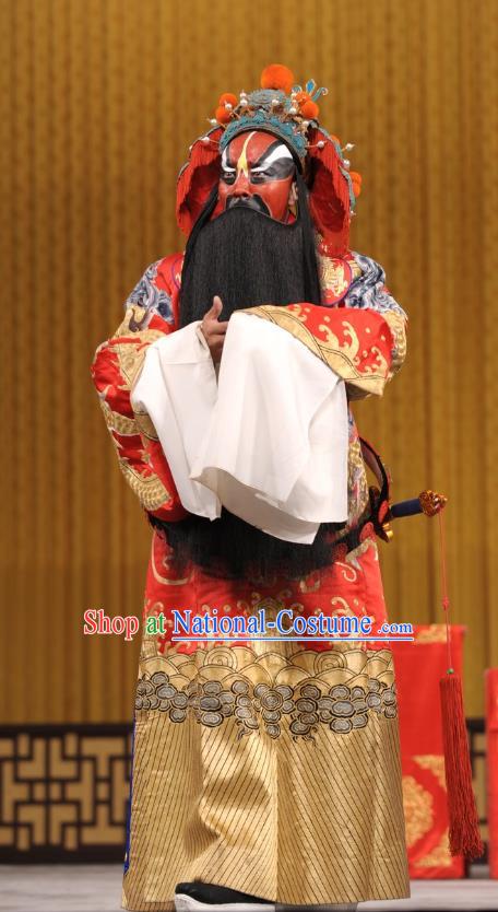 Ding Sheng Chun Qiu Chinese Peking Opera Lord Apparels Costumes and Headpieces Beijing Opera Painted Role Garment King Ji Liao Clothing