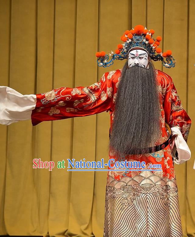 Sun An Dong Ben Chinese Peking Opera Imperial Tutor Apparels Costumes and Headpieces Beijing Opera Elderly Male Garment Official Zhang Cong Clothing