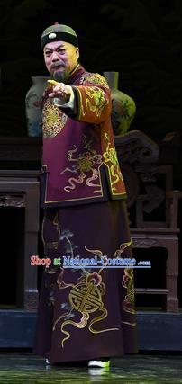 Jin E Chinese Ping Opera Qing Dynasty Landlord Garment Costumes and Headwear Pingju Opera Elderly Man Apparels Clothing