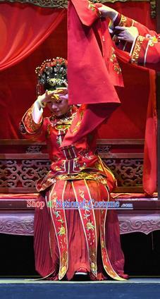 Chinese Ping Opera Young Female Servant Apparels Costumes and Headpieces Jin E Traditional Pingju Opera Bride Cao Yanan Dress Garment