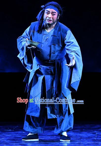 Jin E Chinese Ping Opera Qing Dynasty Pauper Garment Costumes and Headwear Pingju Opera Beggar Apparels Clothing