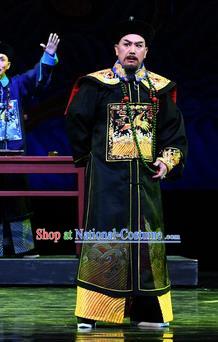 Jin E Chinese Ping Opera Qing Dynasty Minister Garment Costumes and Headwear Pingju Opera Elderly Male Apparels Clothing