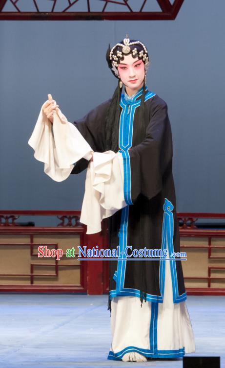 Chinese Ping Opera Distress Maiden Wang Baochuan Apparels Costumes and Headpieces Ban Yao Traditional Pingju Opera Dress Young Female Garment