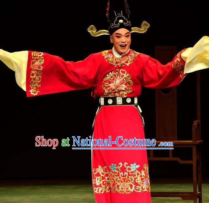 Elege for Love Chinese Ping Opera Number One Scholar Wang Kui Garment Costumes and Headwear Pingju Opera Young Male Official Robe Apparels Clothing