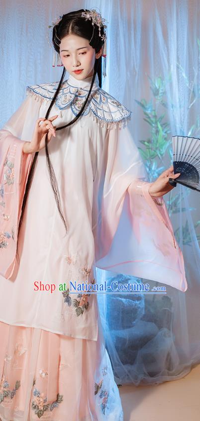 Chinese Traditional Ming Dynasty Noble Female Historical Costumes Embroidered Garment Ancient Royal Princess Hanfu Dress for Women