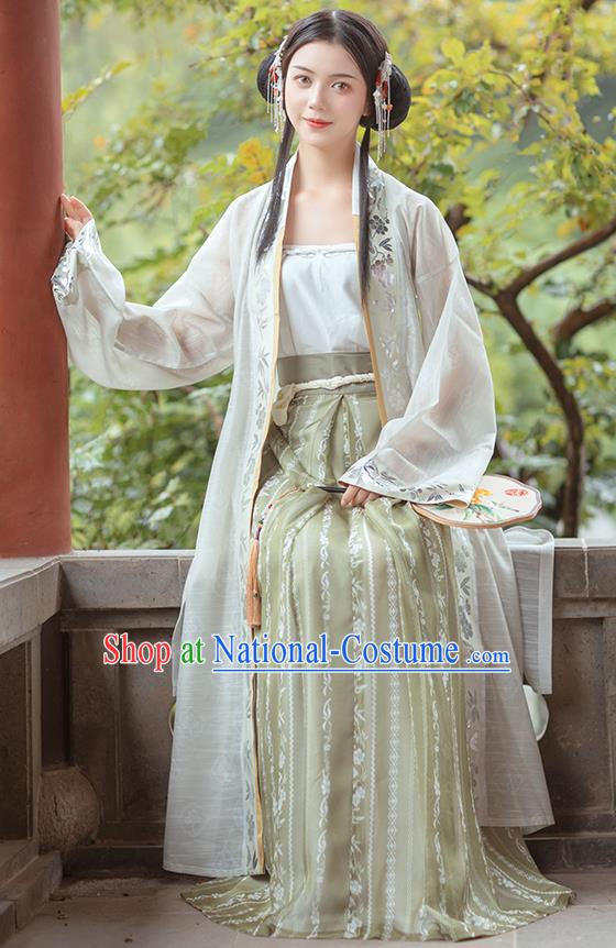 Chinese Traditional Song Dynasty Civilian Female Historical Costumes Ancient Young Lady Embroidered Hanfu Dress Garment Complete Set