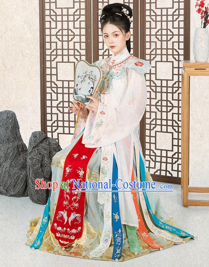 Chinese Traditional Ming Dynasty Nobility Female Historical Costumes Ancient Patrician Lady Embroidered Hanfu Dress Royal Princess Garment