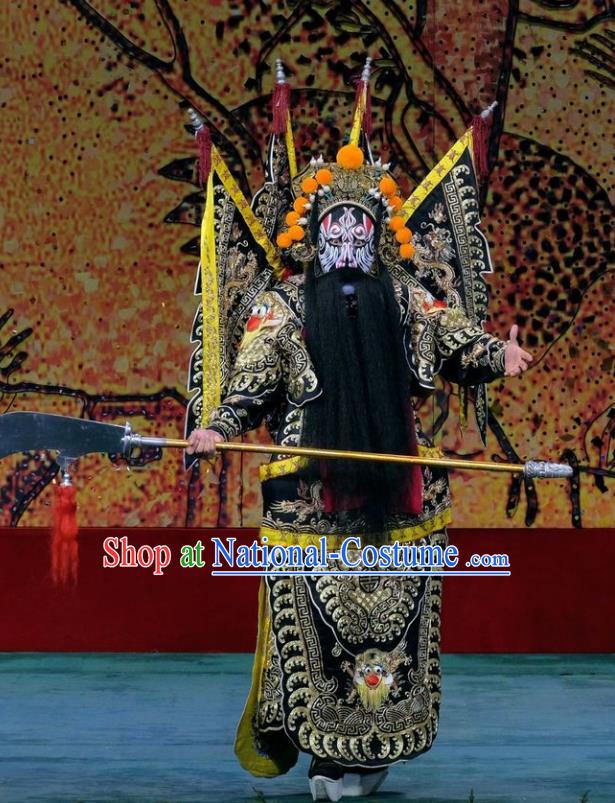 Ding Sheng Chun Qiu Chinese Peking Opera Military Officer Apparels Costumes and Headpieces Beijing Opera General Garment Kao Clothing with Flags