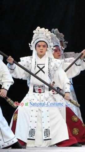 The Tiger Generals Chinese Peking Opera Wusheng Apparels Costumes and Headpieces Beijing Opera Martial Male Garment Soldier Clothing