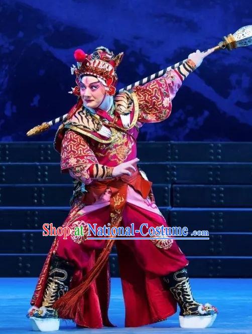 The Tiger Generals Chinese Peking Opera Wusheng Li Shouxiao Apparels Costumes and Headpieces Beijing Opera Martial Male Garment Swordsman Clothing