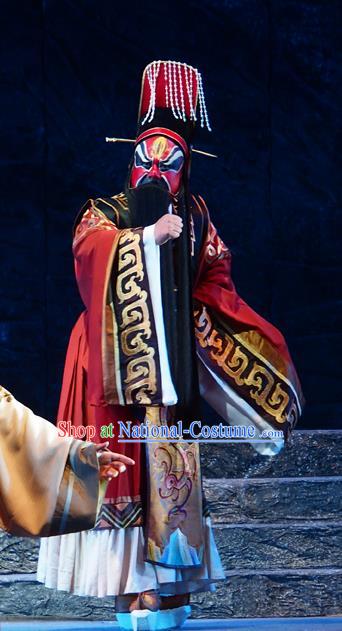 King of Qi Tian Heng Chinese Peking Opera Jing Apparels Costumes and Headpieces Beijing Opera Painted Role Garment Lord Clothing