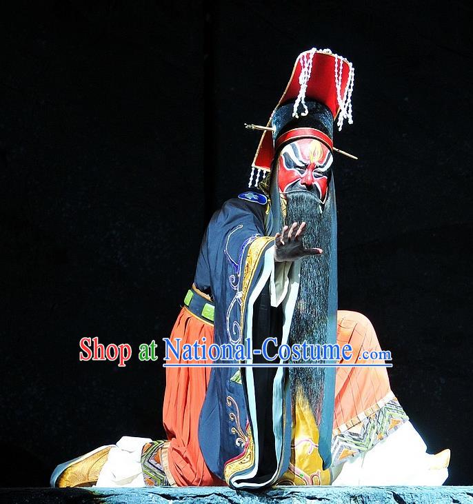 King of Qi Tian Heng Chinese Peking Opera Monarch Apparels Costumes and Headpieces Beijing Opera Lord Garment Monarch Clothing