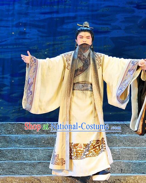 King of Qi Tian Heng Chinese Peking Opera Old Man Apparels Costumes and Headpieces Beijing Opera Lord Garment King Clothing