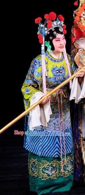 Chinese Sichuan Opera Empress Dowager Garment Costumes and Hair Accessories Traditional Peking Opera Queen Dress Elderly Female Apparels