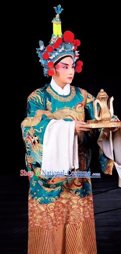 Tai Hou Gai Jia Chinese Sichuan Opera Young Male Apparels Costumes and Headpieces Peking Opera Eunuch Garment Clothing