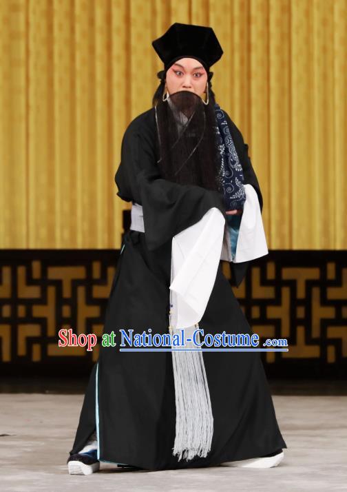 Yi Peng Xue Chinese Peking Opera Elderly Servant Mo Cheng Apparels Costumes and Headpieces Beijing Opera Laosheng Garment Old Man Clothing