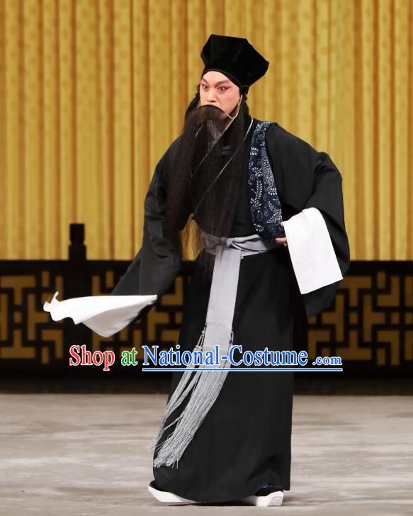 Yi Peng Xue Chinese Peking Opera Elderly Servant Mo Cheng Apparels Costumes and Headpieces Beijing Opera Laosheng Garment Old Man Clothing