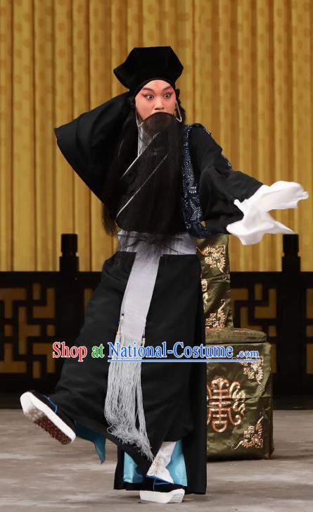 Yi Peng Xue Chinese Peking Opera Elderly Servant Mo Cheng Apparels Costumes and Headpieces Beijing Opera Laosheng Garment Old Man Clothing