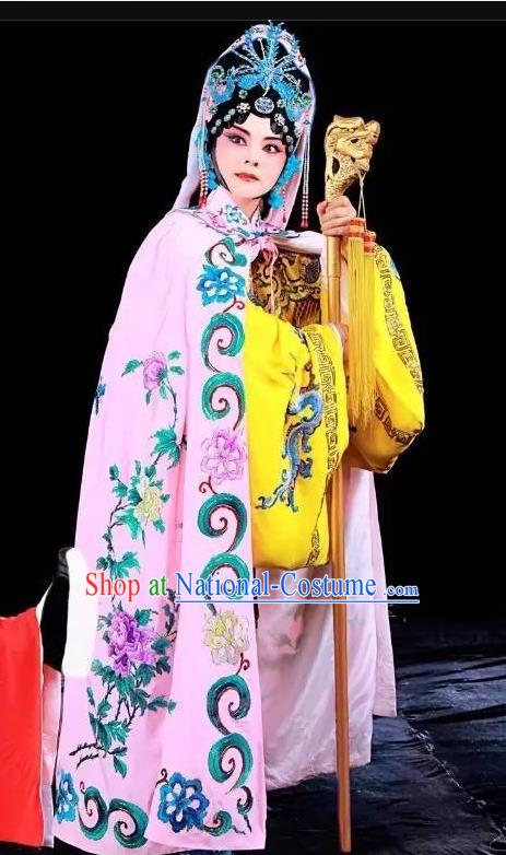 Chinese Sichuan Opera Hua Tan Garment Costumes and Hair Accessories Traditional Peking Opera Queen Mother Dress Actress Apparels