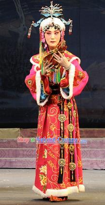 Chinese Beijing Opera Hua Tan Biao Yan Garment Costumes and Hair Accessories Bei Feng Jin Traditional Peking Opera Actress Dress Young Female Apparels