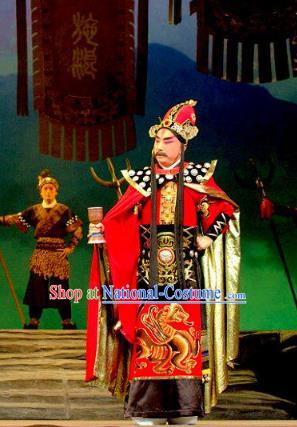 Consort Bai Jie Chinese Peking Opera Monarch Apparels Costumes and Headpieces Beijing Opera King Pi Luoge Garment Lord Clothing