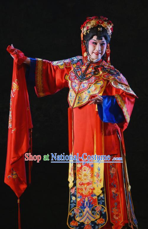 Chinese Beijing Opera Bride Garment Costumes and Hair Accessories Traditional Peking Opera The Golden Cangue Young Mistress Cao Qiqiao Dress Diva Apparels