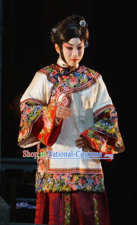 Chinese Beijing Opera Young Female Garment Costumes and Hair Accessories Traditional Peking Opera The Golden Cangue Rich Mistress Dress Apparels