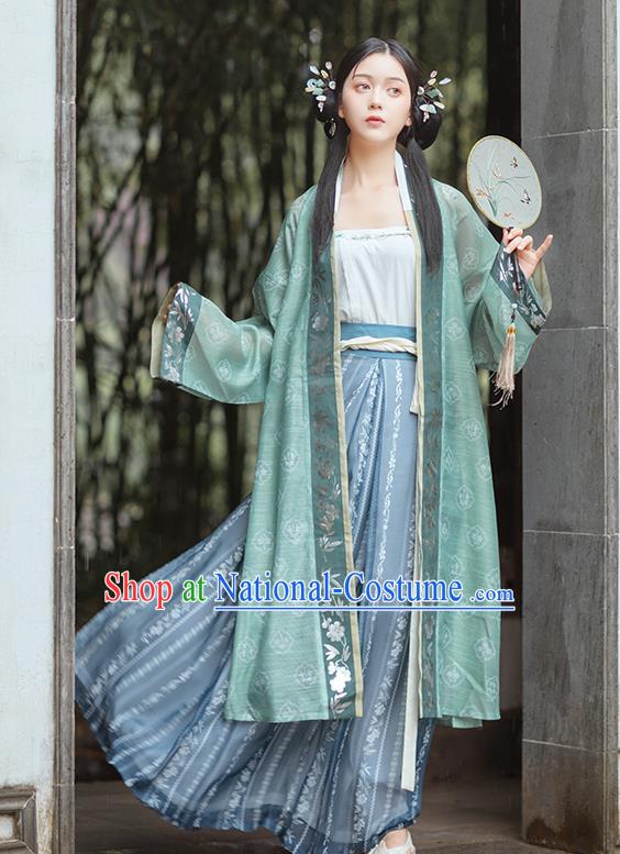 Chinese Traditional Song Dynasty Civilian Female Historical Costumes Ancient Young Lady Hanfu Dress Garment for Women