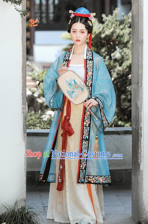 Chinese Ancient Royal Princess Embroidered Garment Hanfu Dress Traditional Song Dynasty Court Lady Historical Costumes Complete Set