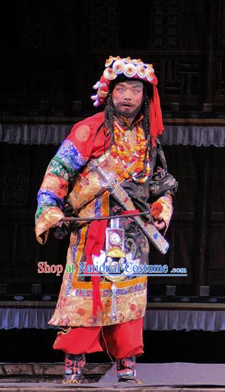 Chen Ai Luo Ding Chinese Sichuan Opera Male Apparels Costumes and Headpieces Peking Opera King Garment Tibetan Elder Prince Clothing