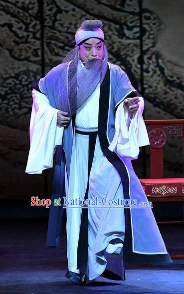 Zhao Jintang Chinese Ping Opera Elderly Male Garment Costumes and Headwear Pingju Opera Laosheng Apparels Old Man Clothing