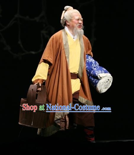 Yu Hai Kuang Chao Chinese Sichuan Opera Old Man Apparels Costumes and Headpieces Peking Opera Laosheng Garment Elderly Male Clothing