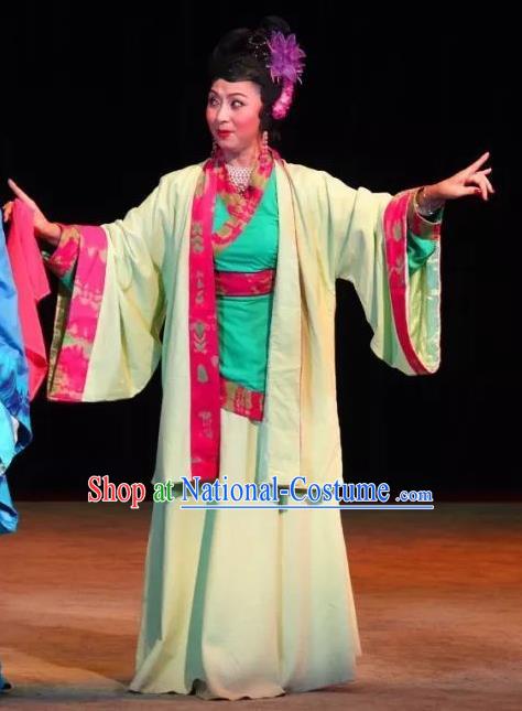 Chinese Sichuan Opera Woman Matchmaker Costumes and Hair Accessories Yu Hai Kuang Chao Traditional Peking Opera Dame Dress Female Apparels