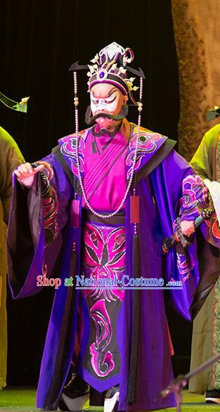 Hui Lan Ji Chinese Sichuan Opera Painted Role Apparels Costumes and Headpieces Peking Opera Elderly Male Garment Clothing