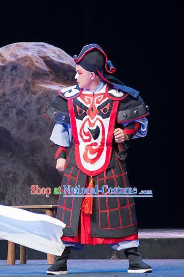 Hui Lan Ji Chinese Sichuan Opera Soldier Apparels Costumes and Headpieces Peking Opera Wusheng Garment Martial Male Clothing