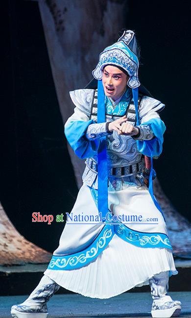 Hui Lan Ji Chinese Sichuan Opera Martial Male Apparels Costumes and Headpieces Peking Opera Wusheng Garment Takefu Armor Clothing