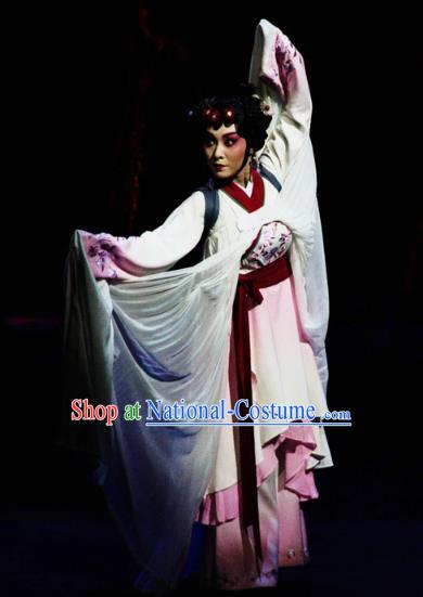 Chinese Sichuan Opera Distress Maiden Du Juan Costumes and Hair Accessories Hui Lan Ji Traditional Peking Opera Young Female Dress Hua Tan Apparels