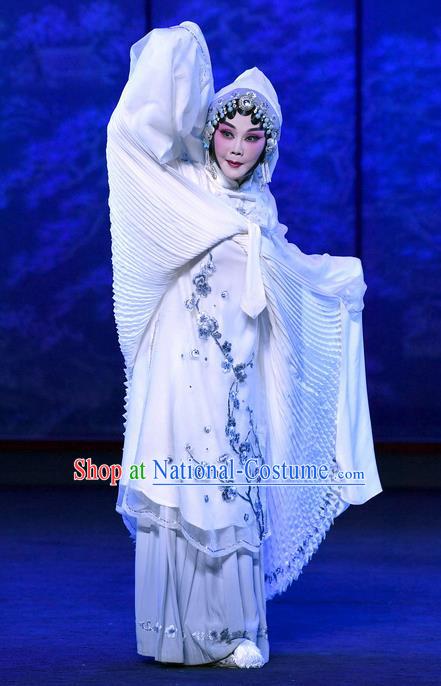 Chinese Ping Opera Tsing Yi Distress Maiden Zhao Jintang Apparels Costumes and Headpieces Traditional Pingju Opera Widow Dress Garment