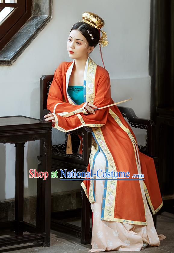 Chinese Ancient Imperial Concubine Embroidered Hanfu Dress Traditional Song Dynasty Court Women Historical Costumes Complete Set