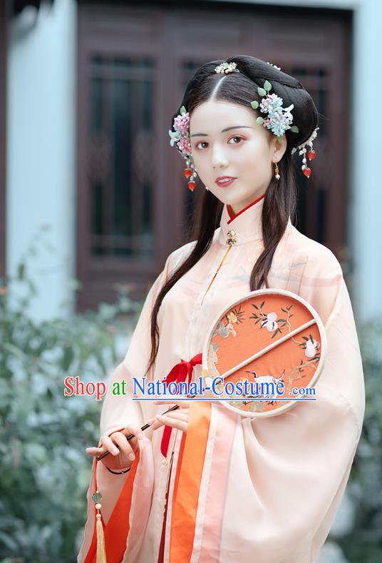 Chinese Ancient Royal Princess Hanfu Garment Traditional Ming Dynasty Embroidered Historical Costumes Complete Set for Nobility Lady