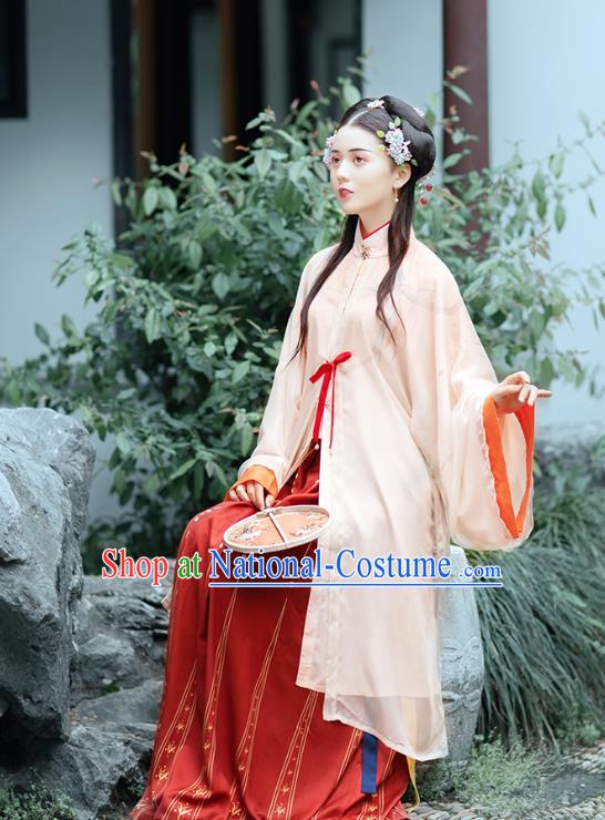 Chinese Ancient Royal Princess Hanfu Garment Traditional Ming Dynasty Embroidered Historical Costumes Complete Set for Nobility Lady