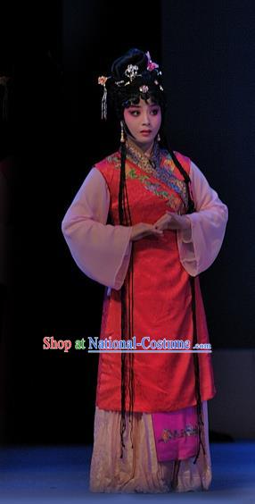 Chinese Sichuan Opera Xiaodan Garment Costumes and Hair Accessories Traditional Peking Opera Xue Baochai Dress Servant Girl Hua Xiren Apparels