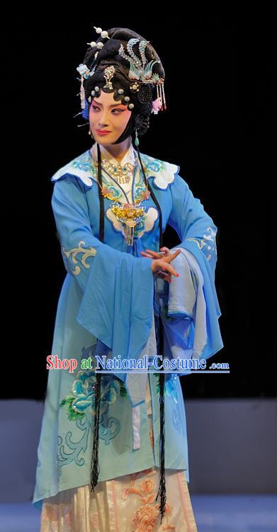 Chinese Sichuan Opera Young Mistress Garment Costumes and Hair Accessories Traditional Peking Opera Diva Xue Baochai Dress Hua Tan Apparels